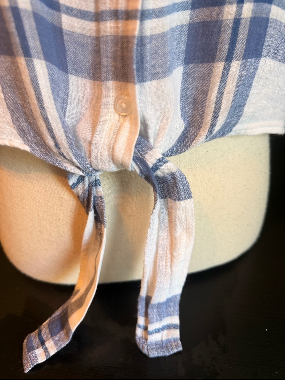 Rails Blue Plaid Crop Tie-Front Shirt - Women - Picture 4 of 13
